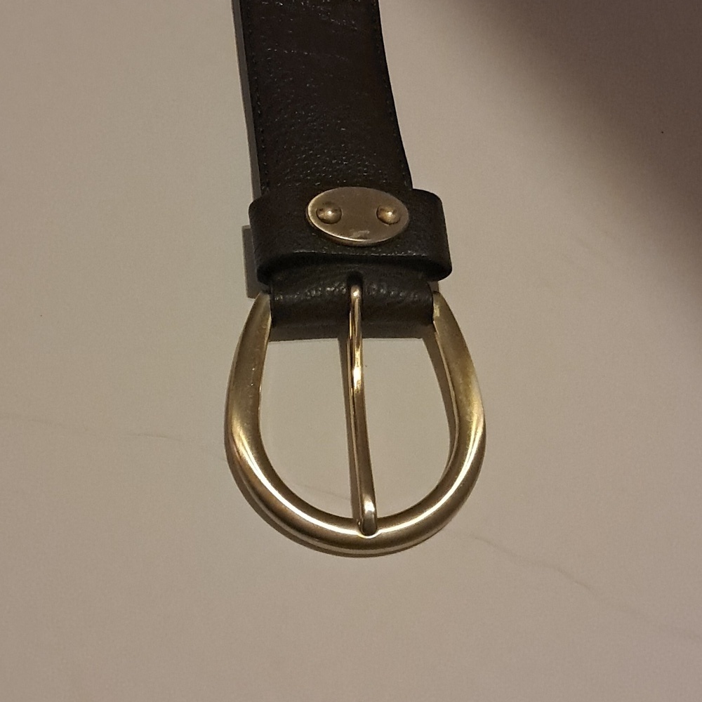 Ann Taylor Women Wide Brown Genuine Leather Belt with Gold Tone Buckle Size M - Picture 8 of 9